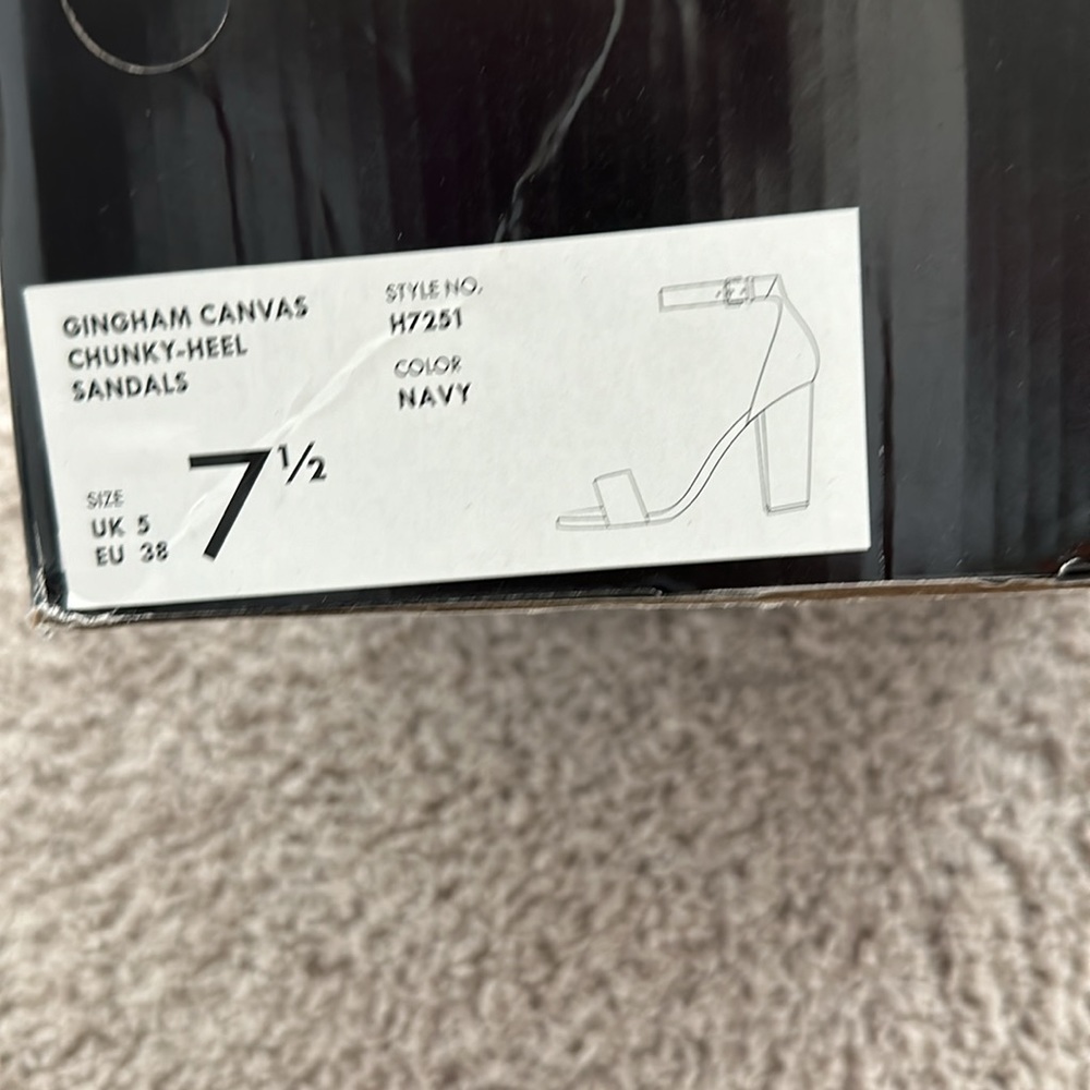 NIB JCrew Factory Navy Gingham Sandals Sz 7.5 - Picture 5 of 6
